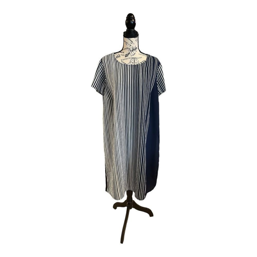 NWOT Truth + Style Mavy & White Chiffon Tunic Sz 1XP